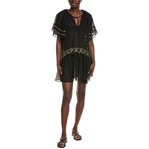 Ramy Brook Black Mini Dress with Gold Details